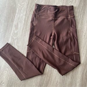 MOVING SALE 📦 Fabletics Fuzzy Lined Brown Pocket Leggings Medium